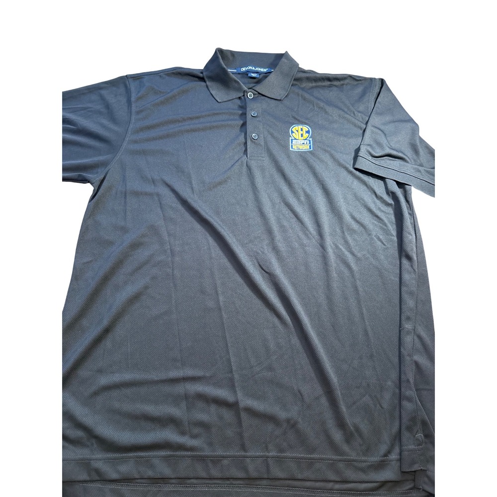 Devon & Jones SEC Network Embroidered Black Polo Shirt Mens XL